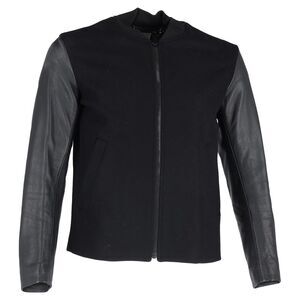 Sandro Paris Zipped Jacket in Black Wool and Leather